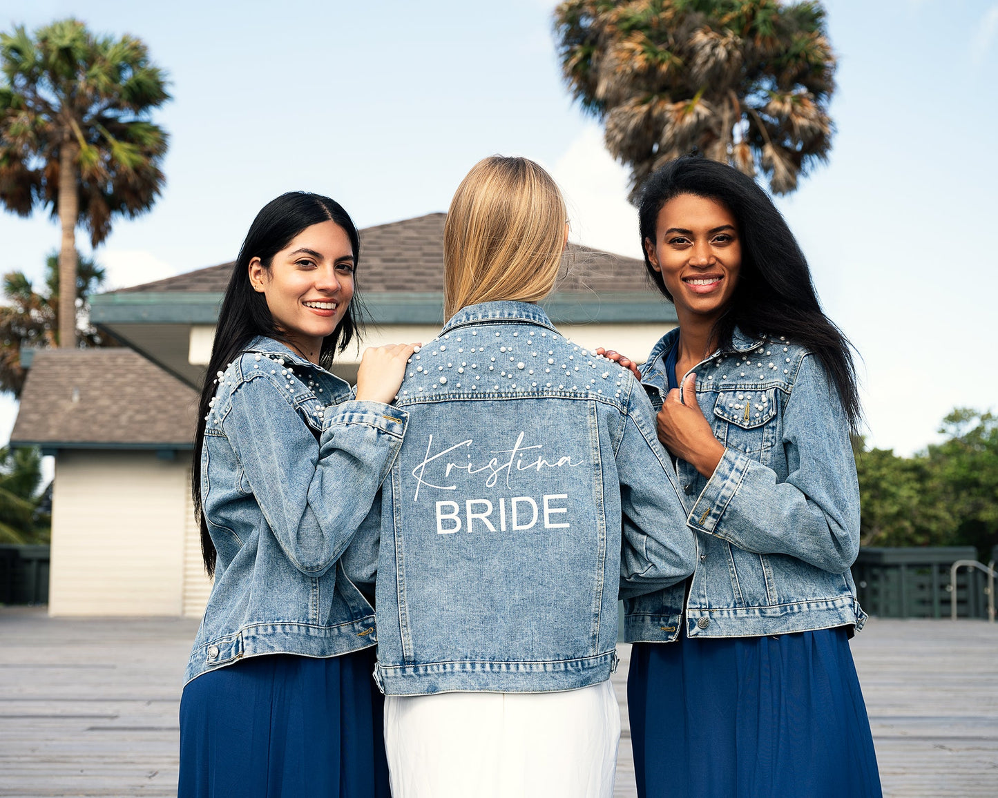 Personalized Denim Bridal Jacket - alfresco / bold