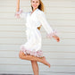 Bridal Robes with Feather, Bride to be Wedding robe - Rhinestone Bride on the Back