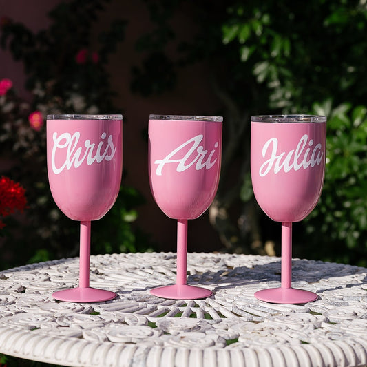 Custom Stemmed Champagne / Wine Flutes Dolly Font