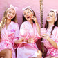 Pink Customized Spa Satin Robes for Bridesmaids Party