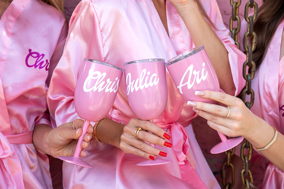 Pink Customized Spa Satin Robes for Bridesmaids Party – Sunny