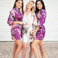 Floral peacocks bridal shower kimono robes