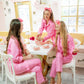 Pink One Piece Pajamas for Bridesmaids Spa Party