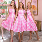 Pink Plaid Bridesmaid Lolita Dresses