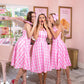 Short Plaid Pink Dresses for Thematic Parties