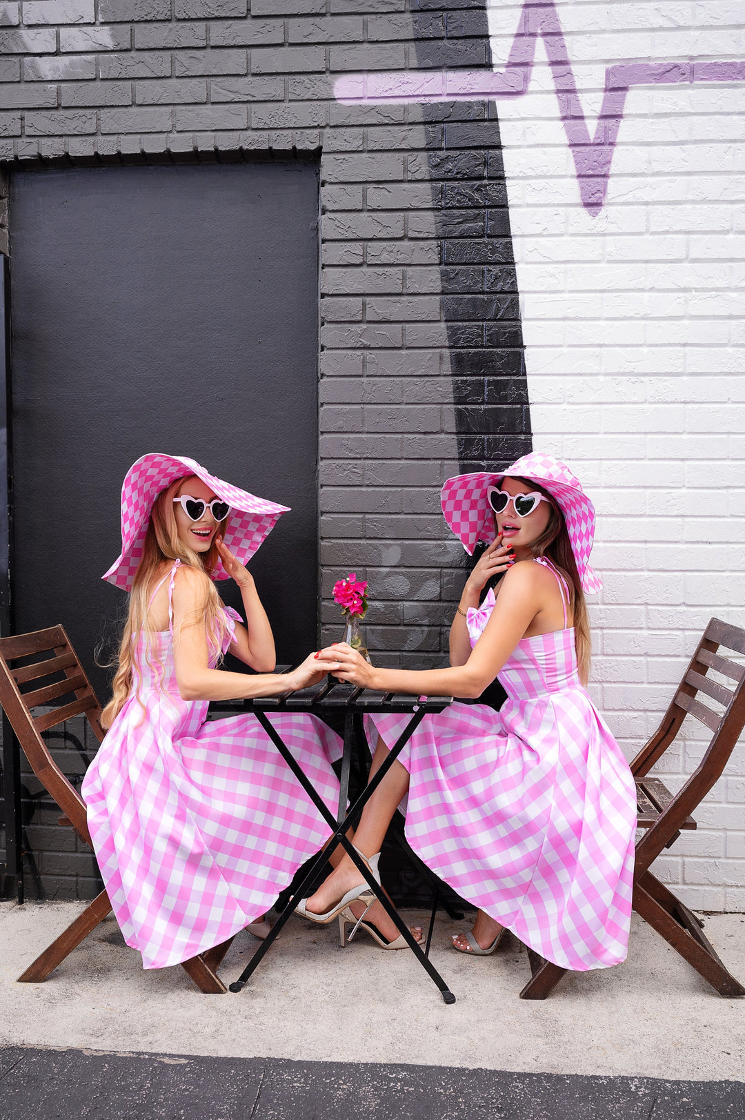 Short Plaid Pink Dresses for Thematic Parties