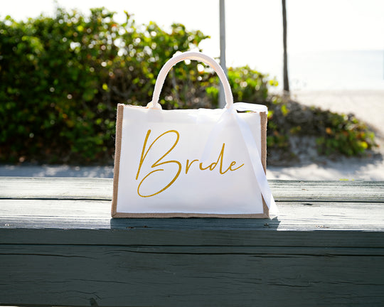 Bridesmaid White Tote Bags