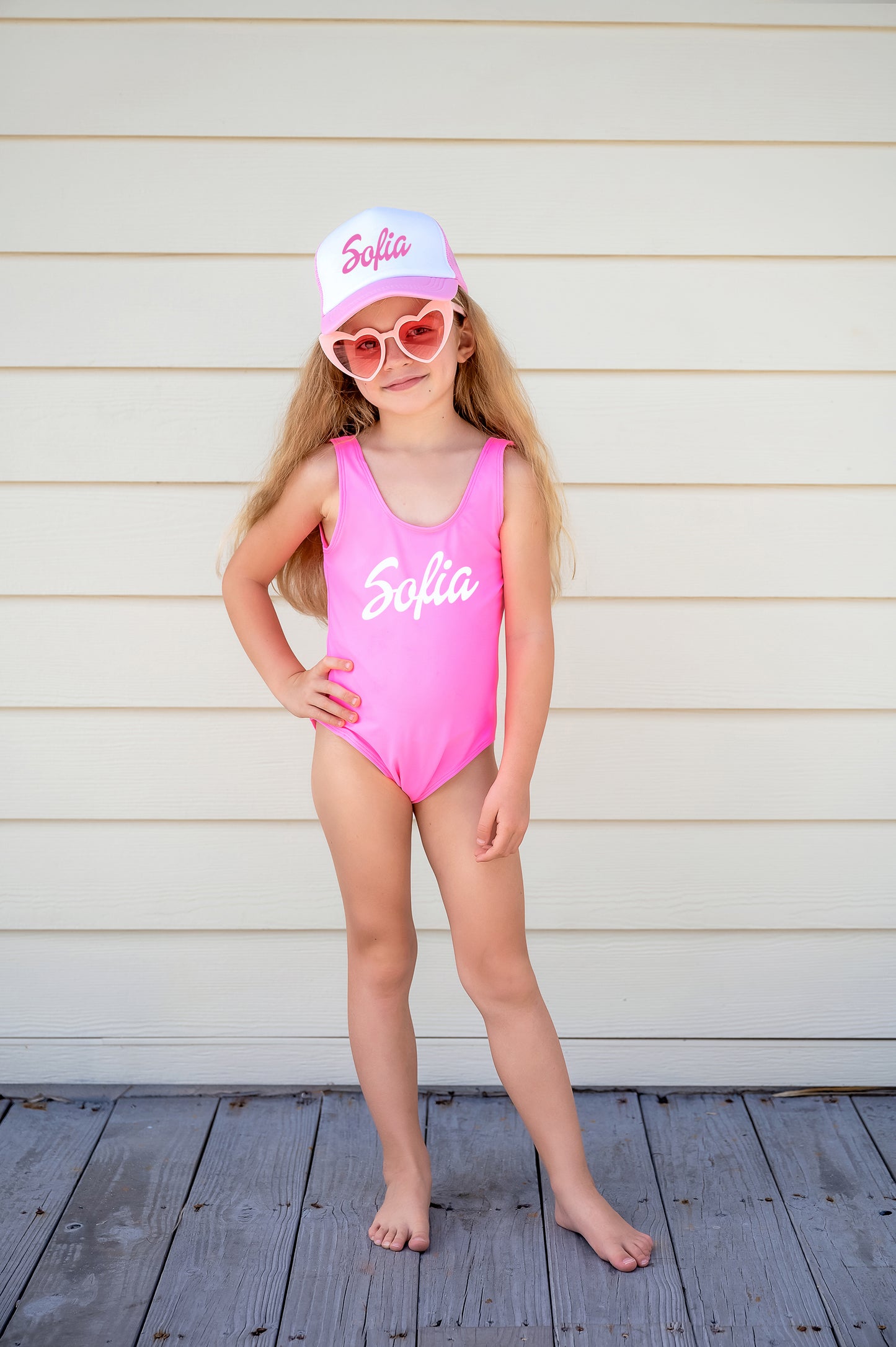 Mommy and Me Matching Pink Dolly Swimsuits - Style1