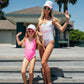 Come on Baby - Let’s Go Party Pink Dolly Set (Swimsuit+Trucker Cap+Sun Glasses+Tumblers) - Style2