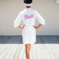 Pink Dolly White Set (Waffled Robe+Fluffy Slippers+Headband+Make up Bag)