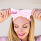 Pink Dolly Pink Set (Waffled Robe+Fluffy Slippers+Headband+Make up Bag)