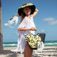 Floral Set Straw Bag and Hat for Bride Style 1