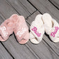 Pink Dolly White Set (Waffled Robe+Fluffy Slippers+Headband+Make up Bag)