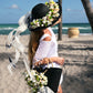 Floral Set Straw Bag and Hat for Bride Style 1