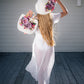 Bride Sun Hat and Straw Bag with Flowers- Small