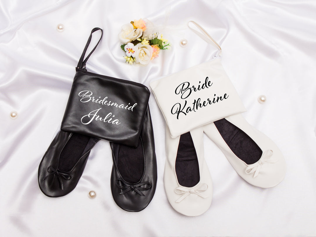Custom Rollable Ballet Flats for Bride – Personalized Wedding Reception Shoes