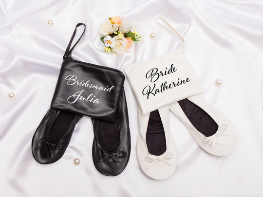 Custom Rollable Ballet Flats for Bride – Personalized Wedding Reception Shoes