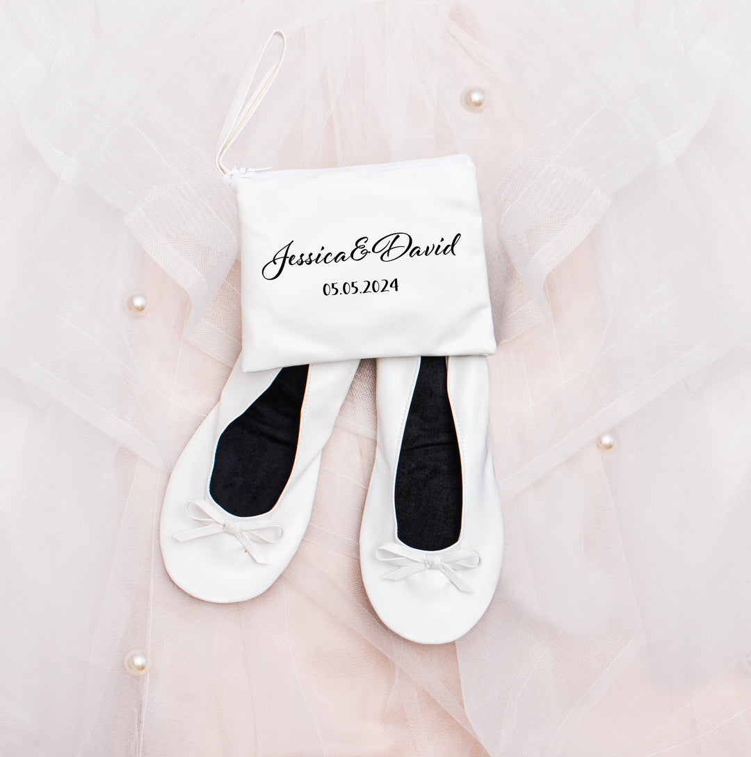 Custom Rollable Ballet Flats for Bride – Personalized Wedding Reception Shoes