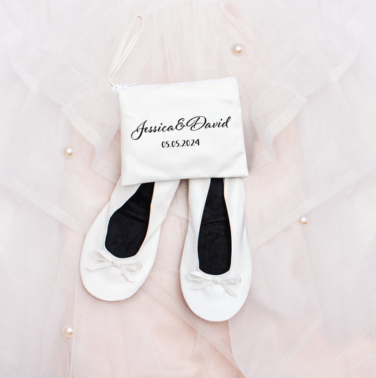 Custom Rollable Ballet Flats for Bride – Personalized Wedding Reception Shoes