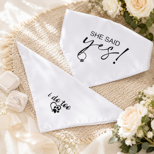 Wedding Custom White Satin Bandana for Dogs