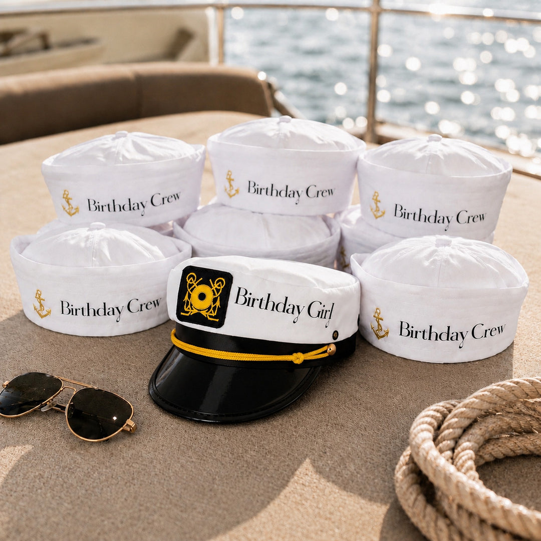 Nautical Custom Captain & Sailor Hats. Personalized Party Hats