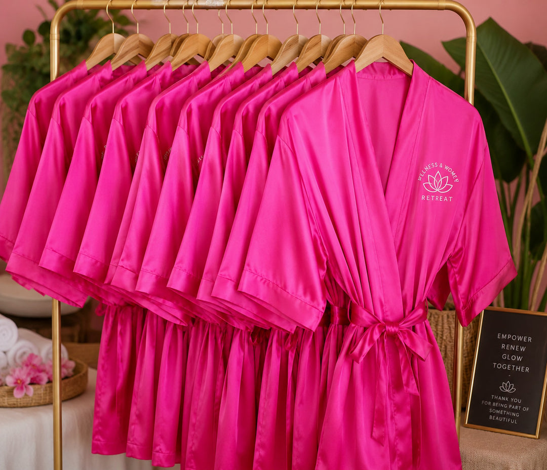 Custom Logo Satin Robes for Women | Wholesale Spa Robes | Personalized Medical Spa Robes | Beauty Salon Robes | Wellness Retreat Robes | Custom Business Logo