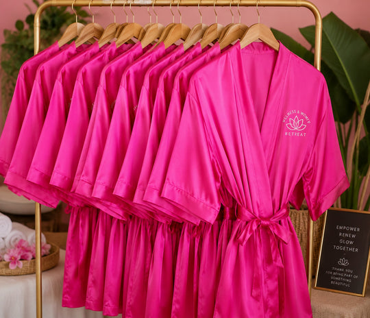Custom Logo Satin Robes for Women | Wholesale Spa Robes | Personalized Medical Spa Robes | Beauty Salon Robes | Wellness Retreat Robes | Custom Business Logo