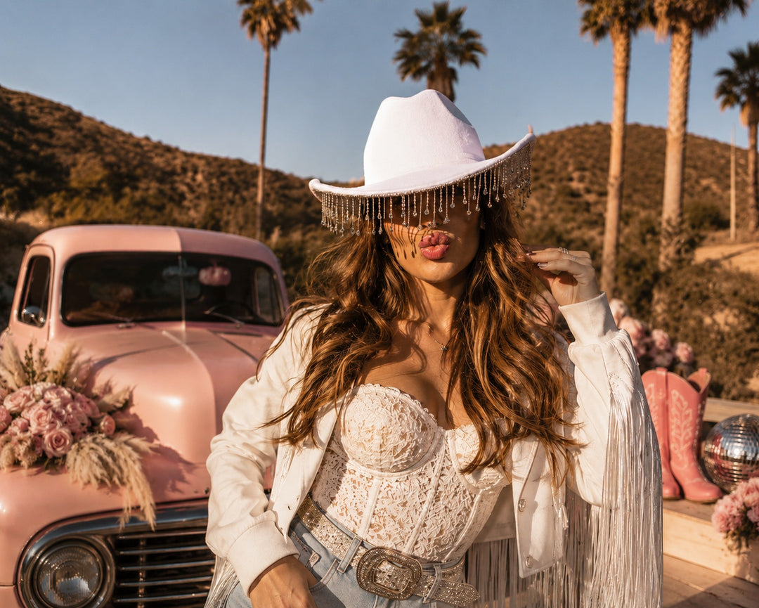 Bride Cowboy Hat with Pearls