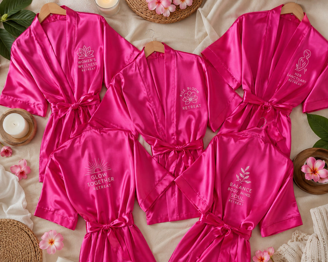 Custom Logo Satin Robes for Women | Wholesale Spa Robes | Personalized Medical Spa Robes | Beauty Salon Robes | Wellness Retreat Robes | Custom Business Logo