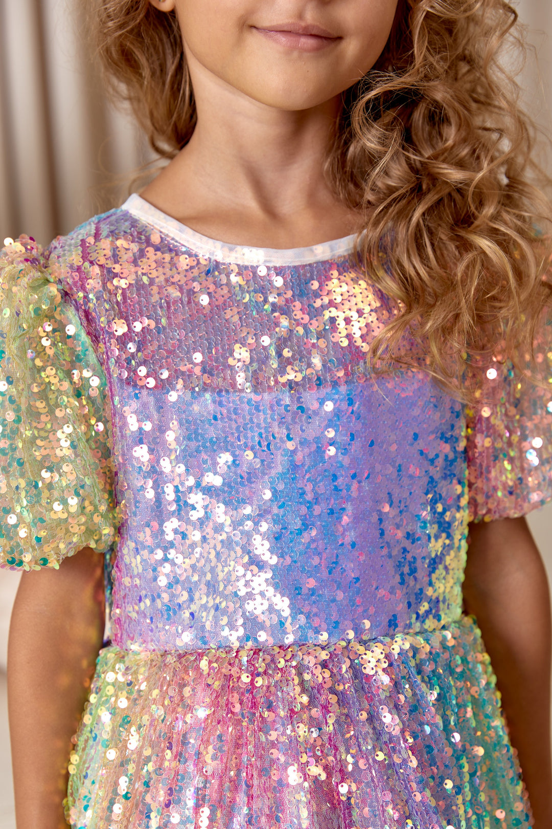 Girls Sequin Rainbow Party Adorable Dress