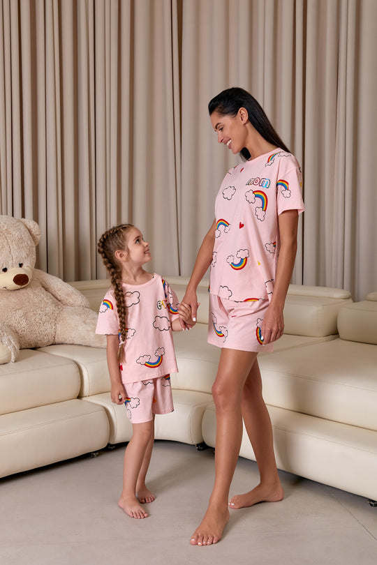 Mommy and Me Matching Unicorn Cotton Pajama Sets