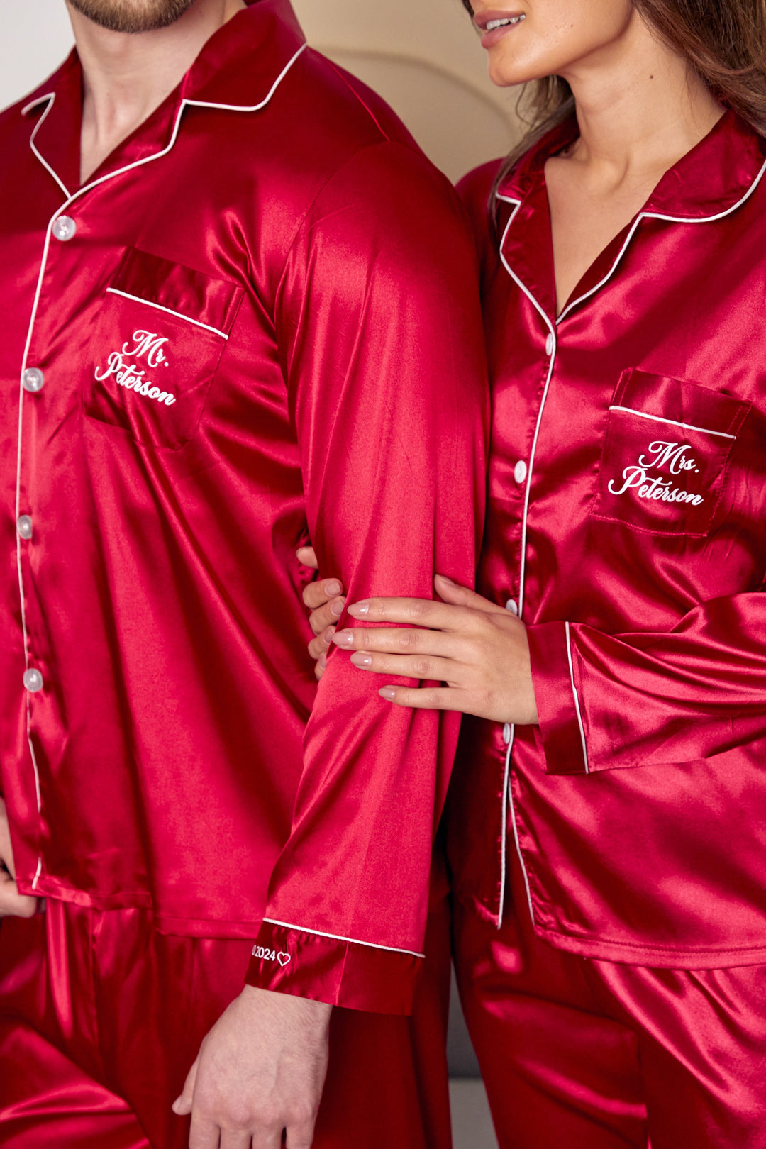 Personalized Satin Pajamas for Men and Women