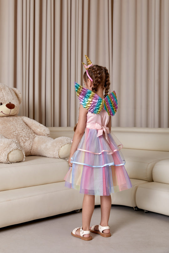 Unicorn Rainbow Girl Tutu Dress Set