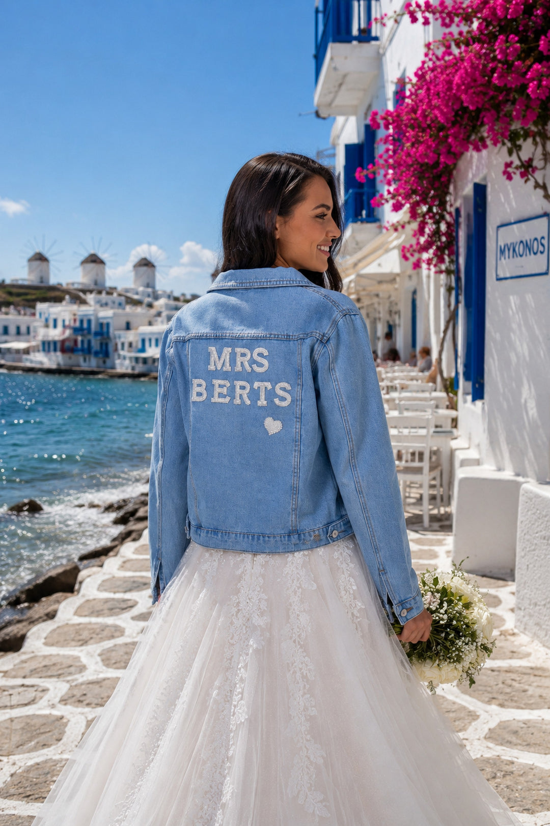 Mrs Customized Denim Jackets with Pearls Patches