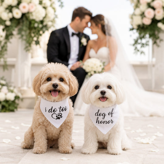 Wedding Custom White Satin Bandana for Dogs