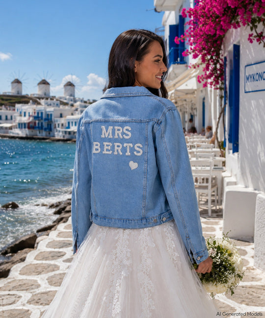 Mrs Customized Denim Jackets with Pearls Patches