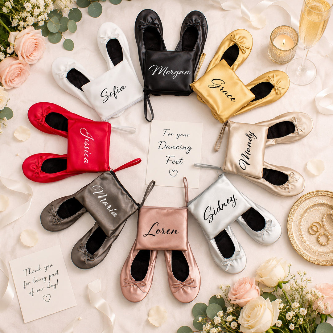 Foldable Personalized Ballet Flats / Dancing Flats for Wedding Guests