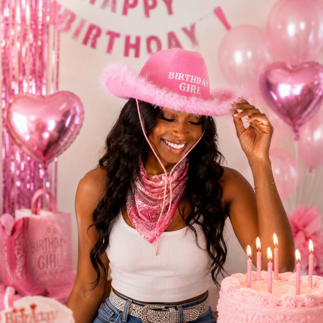 Custom Birthday Girl Cowboy Hat. Personalized Western Birthday Hat