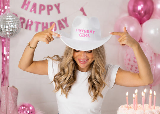 Custom Birthday Girl Cowboy Hat. Personalized Western Birthday Hat