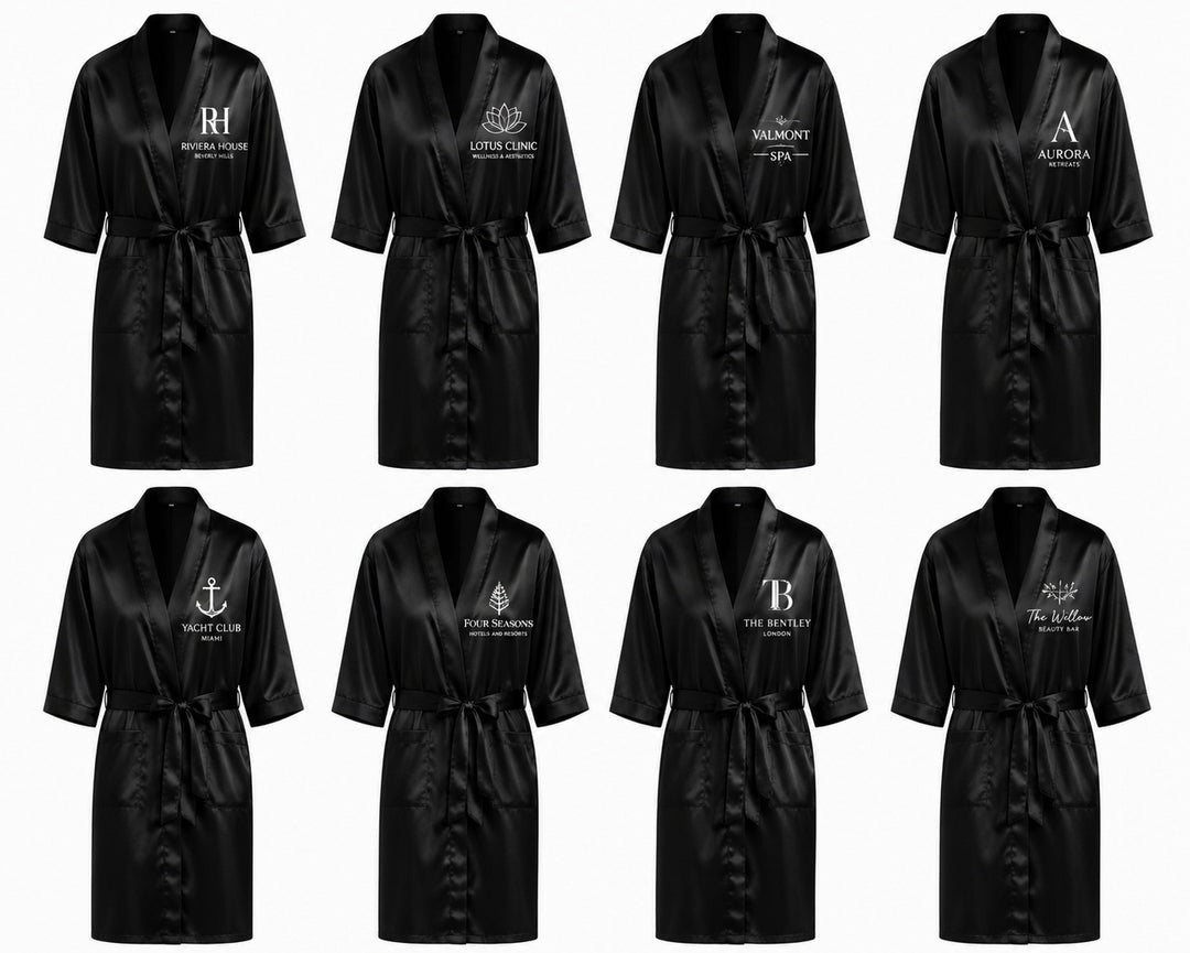 High Quality Unisex Custom Logo Satin Robes – Personalized Luxury Corporate & Spa Robes