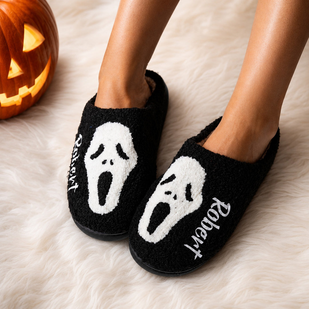 Personalized Halloween Slippers – Custom Ghost Cozy Spooky House Slippers