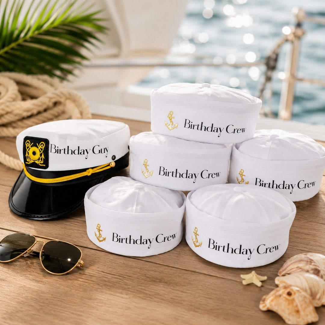 Nautical Custom Captain & Sailor Hats. Personalized Party Hats