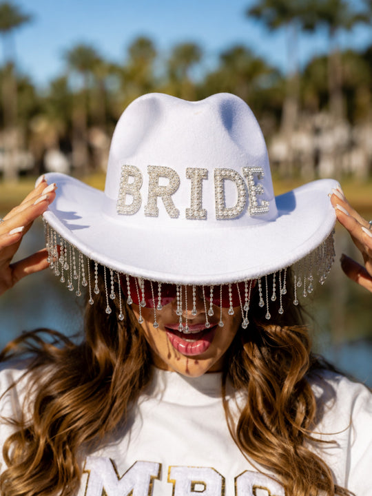 Bride Cowboy Hat with Pearls