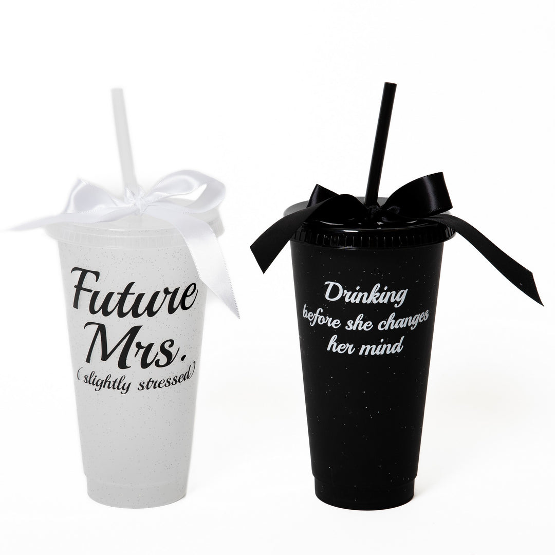 Customized Plastic Tumblers with Bow, Bridal Party Cups, Bachelorette Party Cups, Future Mrs Cup, Funny Bridesmaid Tumblers, Reusable Party Cups