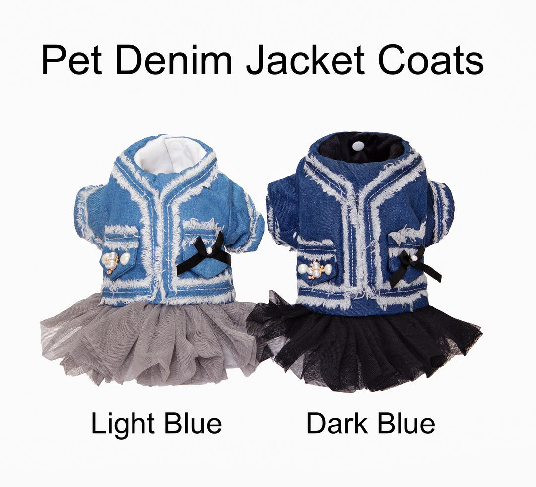 Custom Denim Pearl Jacket For Small Dogs