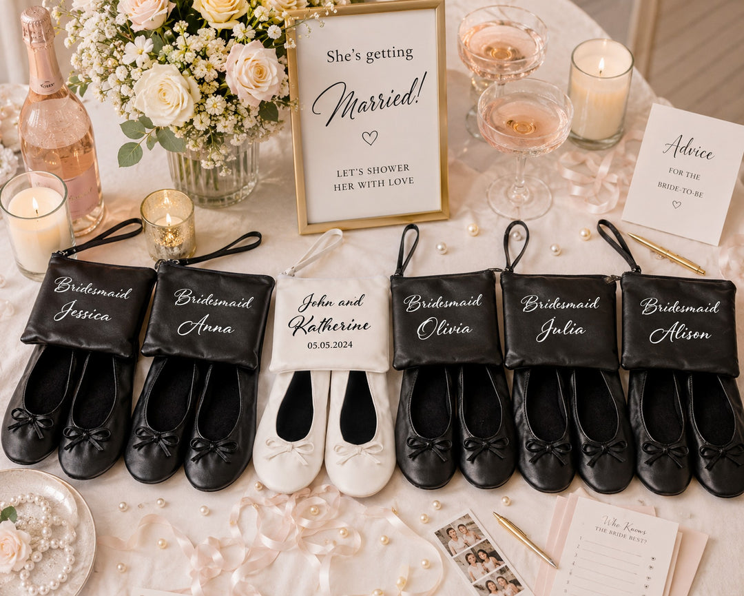 Foldable Personalized Ballet Flats / Dancing Flats for Wedding Guests