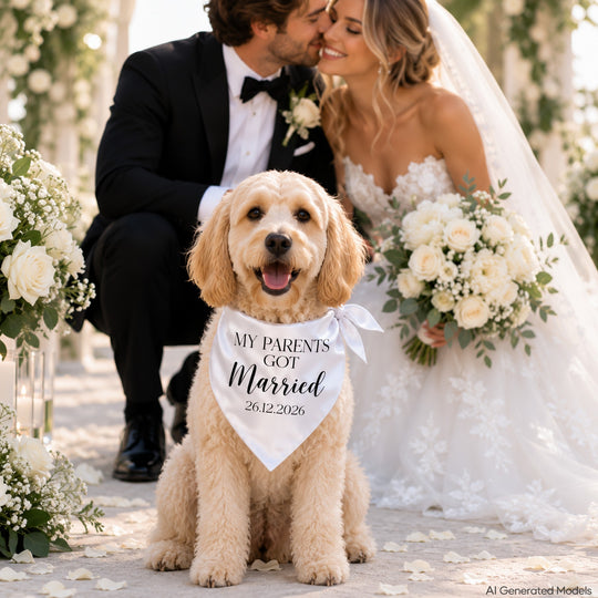 Wedding Custom White Satin Bandana for Dogs