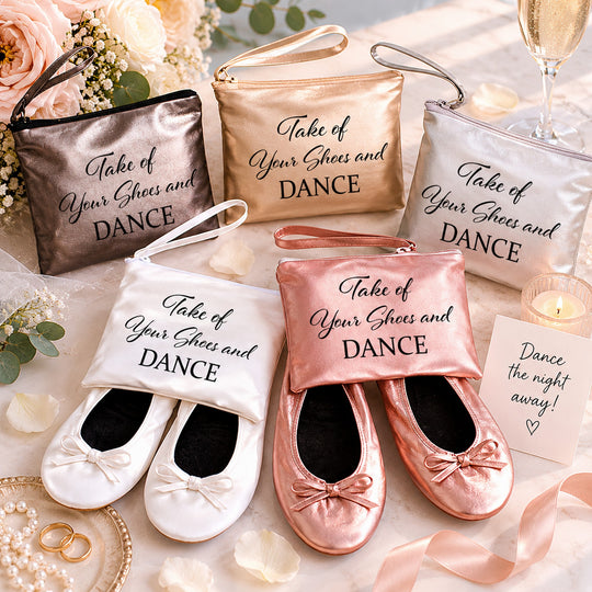 Foldable Personalized Ballet Flats / Dancing Flats for Wedding Guests