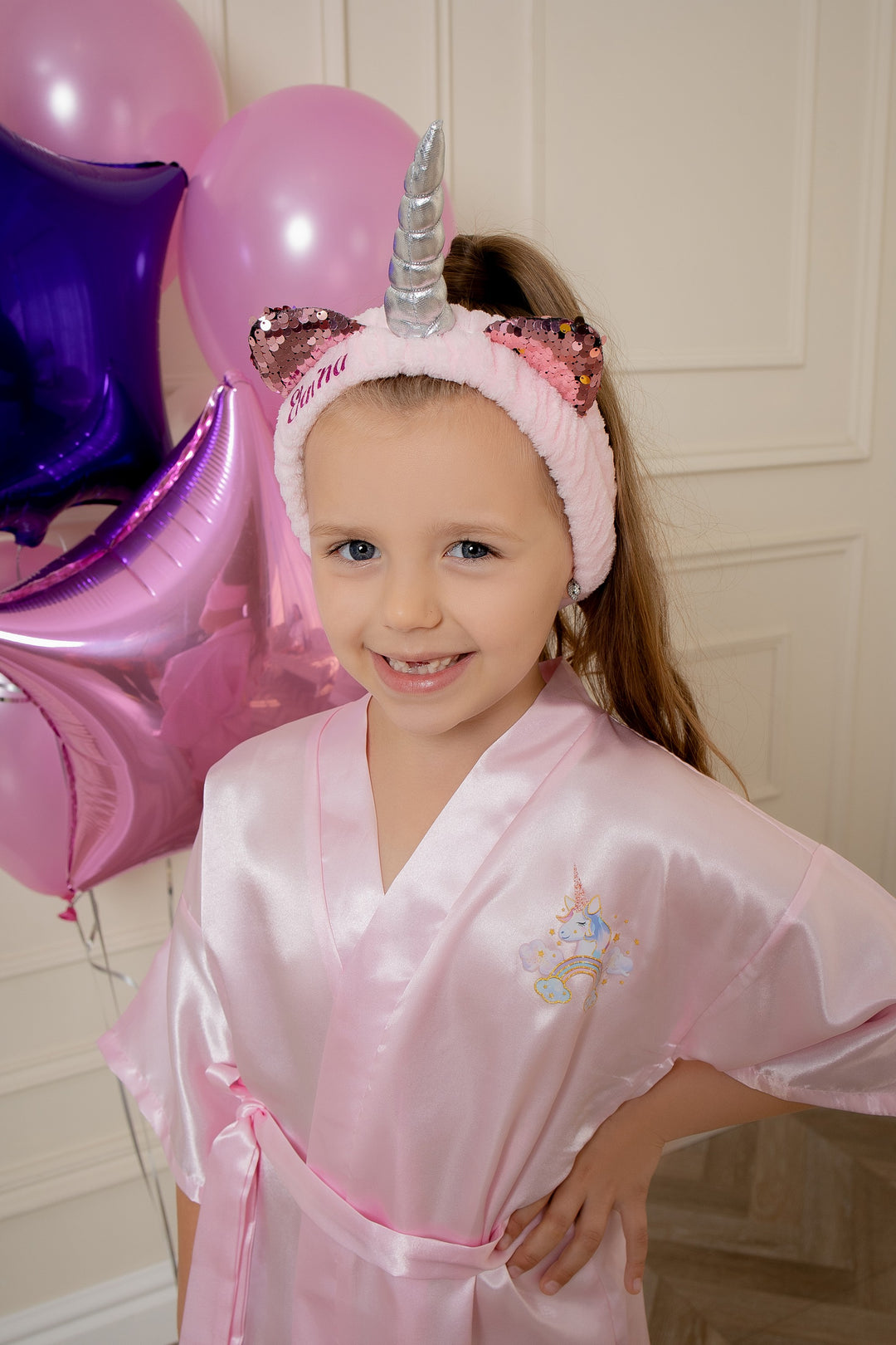 Unicorn Personalized Kids Satin Robes