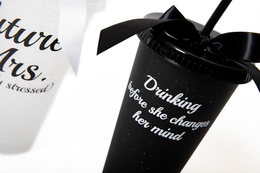 Customized Plastic Tumblers with Bow, Bridal Party Cups, Bachelorette Party Cups, Future Mrs Cup, Funny Bridesmaid Tumblers, Reusable Party Cups